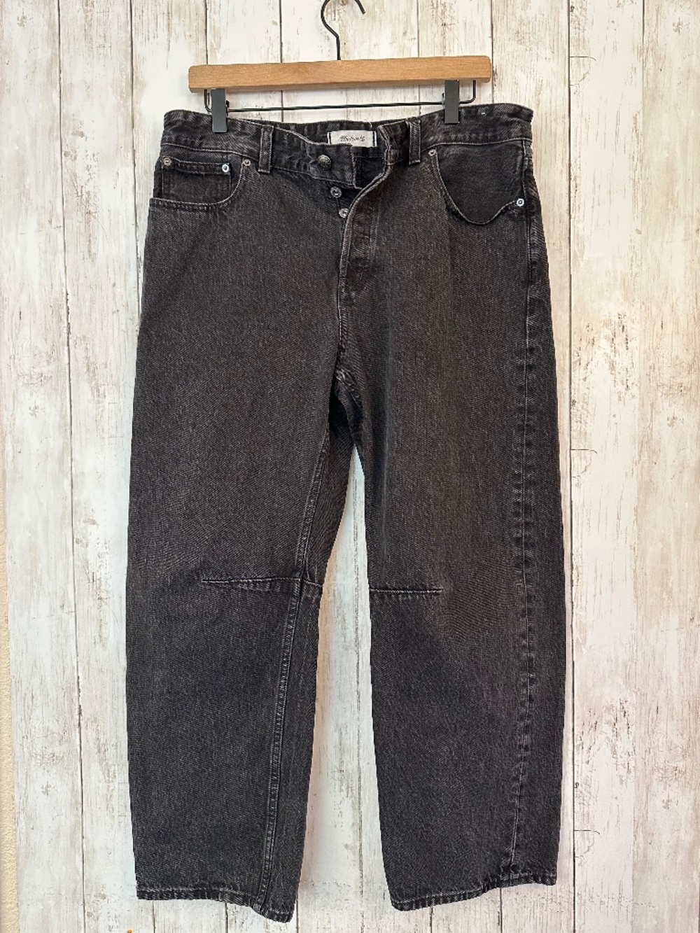 Madewell The Darted Barrel-Leg Jean Women 29 Washed Black Retro 90s Grunge Indie